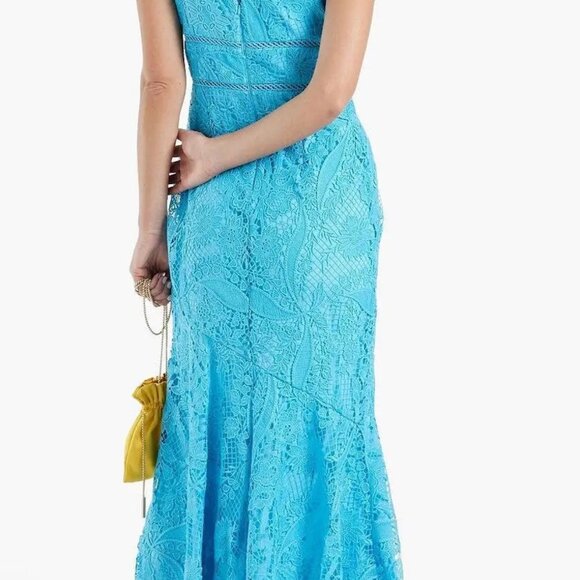 ML MONIQUE LHUILLIER Fluted guipure lace midi dress - Picture 2 of 2